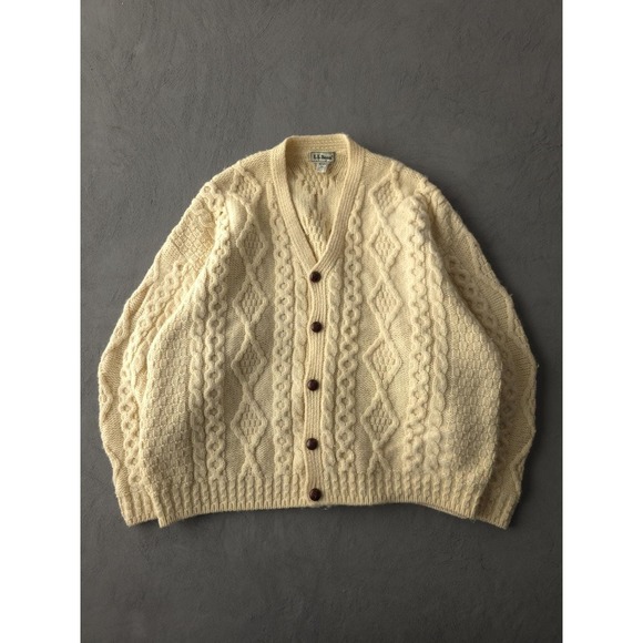 L.L. Bean Other - Vintage 1990s L.L. Bean Cable Knit Wool Heavyweight Cardigan Sweater XL Ireland